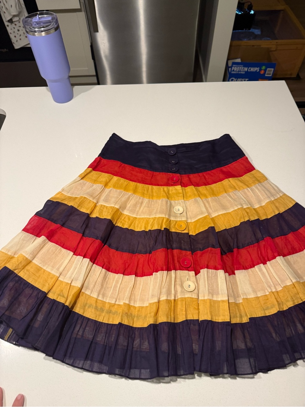 Edme & Esyllte Anthropologie Striped Pleated A-Line Button Front Skirt Size 6